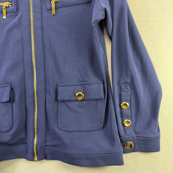 Boston Proper Women’s Blue Zip-Up Jacket w/ Gold Accents – Size L - Picture 4 of 8